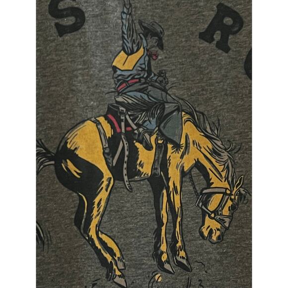 Montana Scene Let's Rodeo Cropped Cotten Tee, Size XL, Western T-Shirt, NEW - Picture 3 of 4